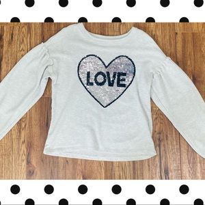 Girls Grey "LOVE" Flip Sequin Sweatshirt